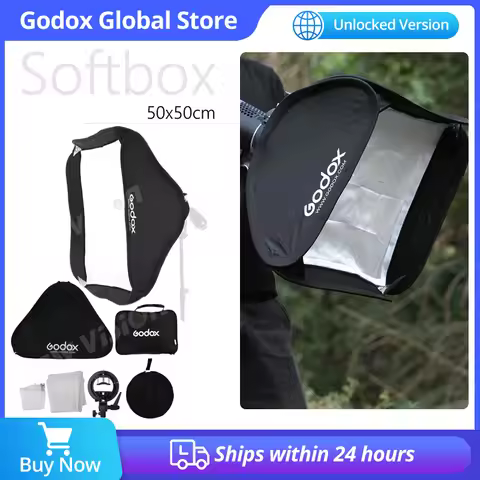 Godox 50cm Softbox Diffuser 50x50cm +S-type Bracket Bowens Holder for Studio Photo Speedlite Flash L