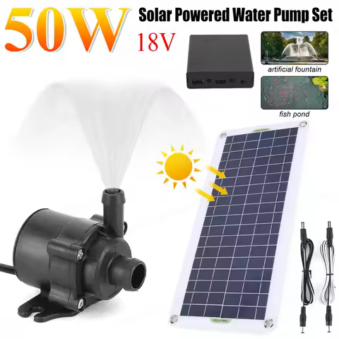 18V 30W Solar Water Pump Set Ultra-quiet Submersible Water Pump Motor Fish Pond Fountain Powered Gar
