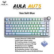 AULA | AULA AU75 Wireless Mechanical Keyboard equipped with hot-swappable RGB gaming keys featuring 