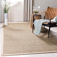 Royal Sapphire Natural Fiber Collection Basketweave Natural and Beige Summer Seagrass Square Area Ru