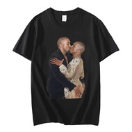 T-Shirt Rapper Kanye West Kissing, T-Shirt Grafik Retro, T-Shirt Kapas, Untuk Peminat Omari West, Le
