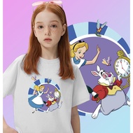 เสื้อยืดเด็ก เสื้อDisney ลาย Alice วินเทจ สีขาว ครีมๆ เฟด Alice in Wonderland ขนาดเด็ก 100-150CM #36