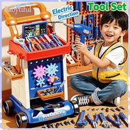 Kids Toolbox Kit Large Pushcart Toolbox Toy Set for Boys Realistic Electric Drill Toy for Kids
