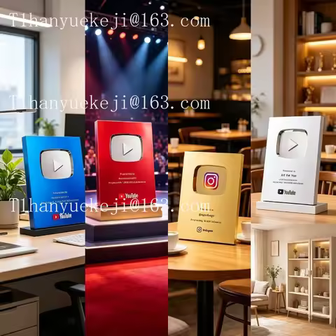 Custom Metal Award Plaque for Content Creators, Personalized Recognition Trophy with Gold Finish--YO