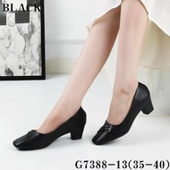 G7388-13 2 inch Black Shoes for Women Leather Materials Elegant Design Comfortable & Stylish