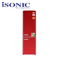 iSONIC Double Door Vintage Fridge Refrigerator IDR-BCD261LH (Light Green/Pink/Creamy White/Red)