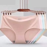 4 Pack Of One-Piece Seamless Ice Silk Women's Underwear Summer Mid-Waist Comfortable Breathable Larg