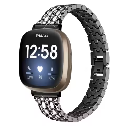 Diamond Staineless steel Watchband for Fitbit Versa 3 4 Metal Bracelet band luxurious Bling Wrist St