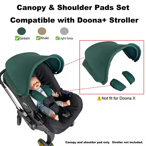 For Doona Baby Stroller Canopy & Shoulder Pads – Fits Doona+ / I Car Seat, Sunshade, Grey/Khaki/Gree