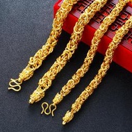 越南沙金鍍24k黃金男士布紋龍頭項鍊 霸氣沙金首飾黃銅項鍊