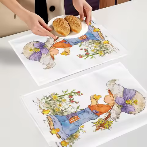 Cartoon Sarah Kay Placemats For Dinner Table Decoration Accessories Linen Fabric Table Mat 30X40CM F