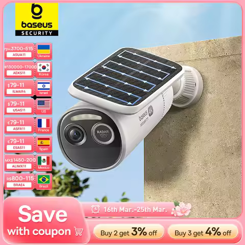 Baseus Security S2 Outdoor Camera 4K Clarity Solar Wireless Wifi Camera Smart Face ID IP67 Waterproo