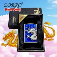 BẬT LỬA ZIPPO ZORRO HÌNH RỒNG PHỦ BÓNG DẬP NỔI 6 MẶT (FULLBOX) - (XÀI XĂNG)