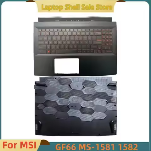 New For MSI Katana GF66 MS-1581 MS-1582 Palmrest Cover Upper Case Red backlight Keyboard/Bottom Base