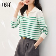 เสื้อสเวตเตอร์ถักแขนยาวลายทางคอโปโล OSA สำหรับผู้หญิง ฤดูใบไม้ผลิและฤดูใบไม้ร่วง 2026 ใหม่ ทรงเข้ารู