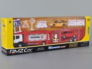 RMZ City 1:64 Scale Diecast Model Toy Scania P-Series Car Transporter Truck Playset