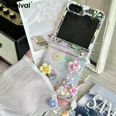 3D Peach Blossom Fashion Bracelet Phone Case For Samsung Galaxy Z Flip7 Flip6 Z Flip 7 6 5 4 3 Hinge