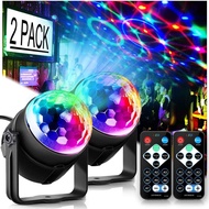 2pcs Sound Activated Rotating Disco Ball Laser Light Party LED Stage Lights With RC Colorful Neon Light  DJ Stage Disco Lights Party Spotlight Decor