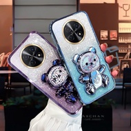 For Huawei Nova 15 Pro Max Case with Gradient 3D Bear Folding Stand Bracket Luxury Slim Plating Glit
