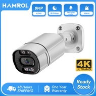 Hamrol 8MP 4K H.265 IP Camera POE Outdoor Waterproof Color Night Vision CCTV Audio CCTV Video Survei