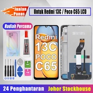 Techparts Original LCD Untuk Redmi 13C / Poco C65 LCD + Bahagian skrin + Set pemutar skru percuma+Ga