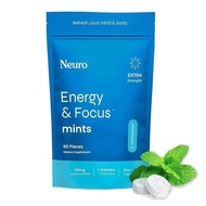 Neuro Extra Strength Energy Caffeine Mints (90 Pieces) - Sugar-Free Nootropic Gum for Energy & Focus