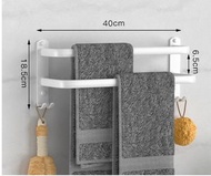 浴室多層免打孔毛巾掛架（鋁毛巾桿-B款雙桿40CM白色）