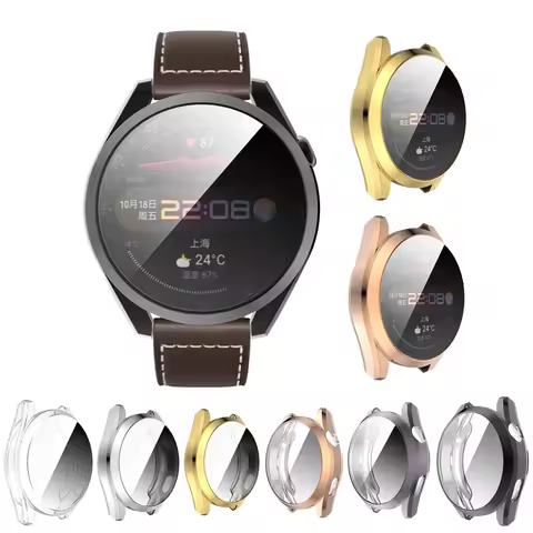 Plating TPU Case Cover For Huawei Watch 3 / 3 Pro Protective Shell Full Screen Protector Cases Frame
