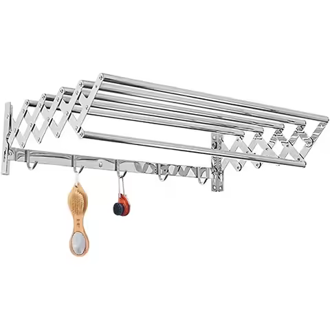 Space-Saving Stainless Steel Wall-Mounted Clothes Drying Rack - 60 lbs Capacity, Indoor/Outdoor, 27.