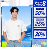 HLA Men's Basic Short-Sleeved Plain T-shirt, Embroidered Logo Pattern on Chest, Elastic and Absorben