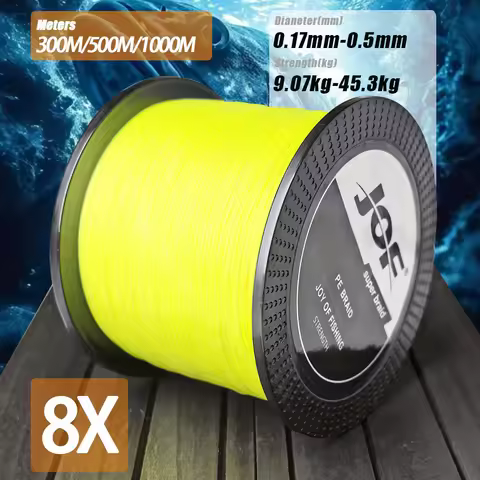 JOF X8 Braided Fishing Line 1000M 500M 300M 8 Strands MultiColor Multifilament Saltwater PE Line 20 