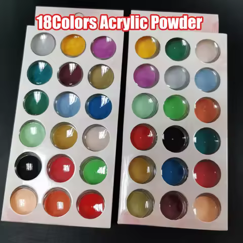 18Jars/set Colorful Polyer Acrylic Powder Nail Builder Powder Net2-3g*18color Nail Extension Powder 