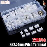 LILY 230Pcs Pin Connector, XH2.54 Housing Kit 2.54mm Pitch Terminal, 4 Value 2p 3p 4p 5pin Male And 