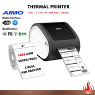 AIMO Pencetak Label Termal D520 A6 | USB Bluetooth | Waybill / Airway Bill