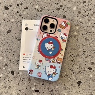 Cute Cat Pattern 2-in-1 Stand Case for iPhone 11 12 Pro 13 Pro Max 15 Pro Max 14 16 Pro 16 Plus 17 A