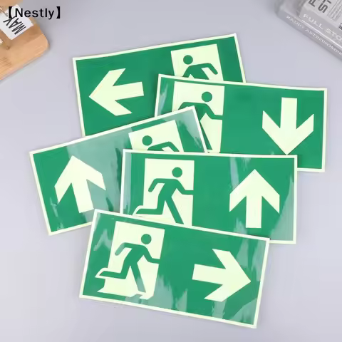 1 Luminous Exit Sign Emergency Evacuation Safety Wall Decal, Photoluminescent Fire Evacuation Indica