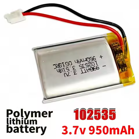 102535 3.7V 950mAh Soft Pack Li-Po Polymer Battery PH2.0 Plug | For Beauty Equipment Massagers Toys