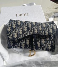 DIOR WOC Long Saddle Wallet with Chain Blue Dior Oblique Jacquard Monogram Wallet On Chain 長銀包 手袋 | 