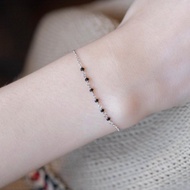 黑尖晶石925純銀果實串串手鍊