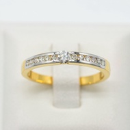 Happy Jewelry แหวนแถว เม็ดกลางเม็ดใหญ่ แหวนเพชรของแท้ ทองแท้ 9k 37.5% ME588