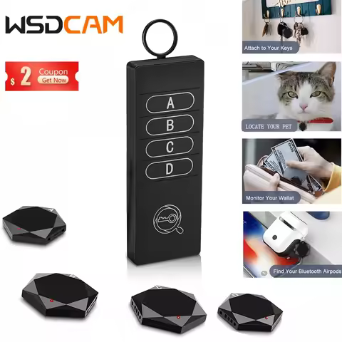 WSDCAM Wireless Key Finder Pet GPS Tracker 85dB Key Locator Remote Control 1 RF Transmitter 4 Receiv