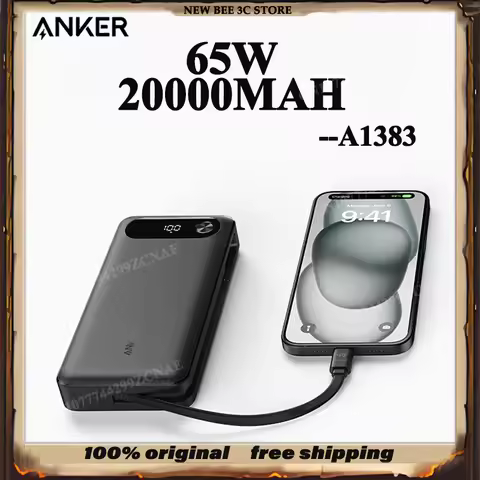 NEW ANKER A1383 65W 20000MAH Power Bank With Data cable High-Power Multi-Port Fast Charging Lightwei