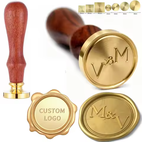 Custom Brass Wax Seal Stamp Own Personalized Logo Sealing Wax Stamp with 2 Initials for DIY Wedding 