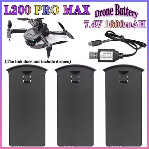 L200 PRO MAX Drones Battery 7.4V 1600mAh Original Lithium Battery Charger Sets RC Quadcopter Battery