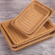 A1744 Imitation Rattan Rectangular Bread Basket Rattan Basket Rattan Basket Storage Basket Plastic S