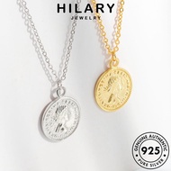 HILARY JEWELRY Perak Pendant Sterling 純銀項鏈 925 For Korean Perempuan Accessories Rantai Gold Necklace Silver Retro Women Chain Leher Medal Original N116