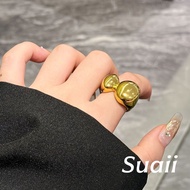 【Suaii】Exquisite metal irregular spherical-shaped opening ring  A153