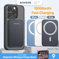 【18 Months Warranty】ANVERS Magnetic Wireless Power Bank 10000mAh MagSafe Power Bank Portable Charger Magnetic Wireless Fast Charging Powerbank For iPhone 15 14 13 12 Pro Max Mini
