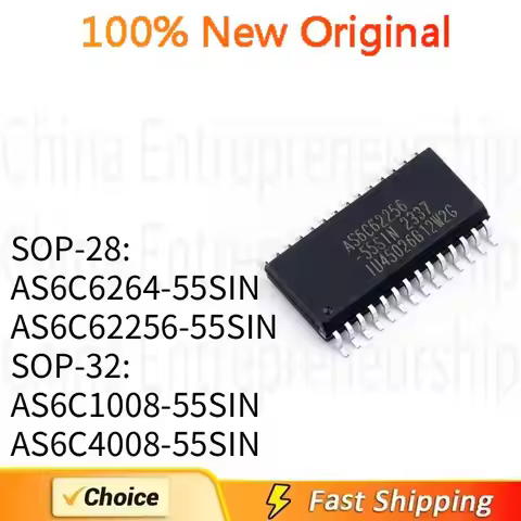 5 PCS AS6C6264-55SIN AS6C62256-55SIN SOP-28 AS6C1008-55SIN AS6C4008-55SIN SOP-32 SMD Memory IC chip 
