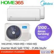 Midea Inverter Multi Split Aircon MAE-2M18E/MSEID-09(S) + MSEID-18(S)